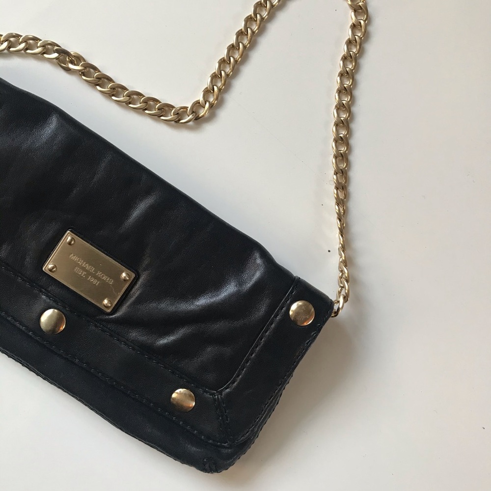 {Michael Kohl’s} Soft Leather Clutch w/Gold Chain